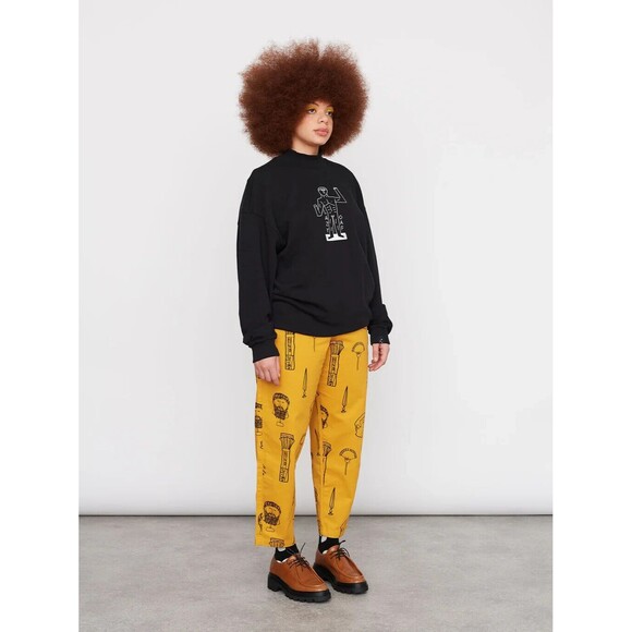 Lazy Oaf Pants - Lazy Oaf Roman Holiday Tokyo Pants 30 8 Yellow Barrel Leg Cropped Ankle Trouser